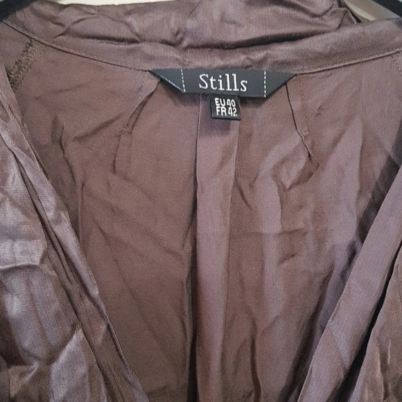 Stills brown satin v neck feminine classic french style midi dress size 8 - Picture 3 of 7